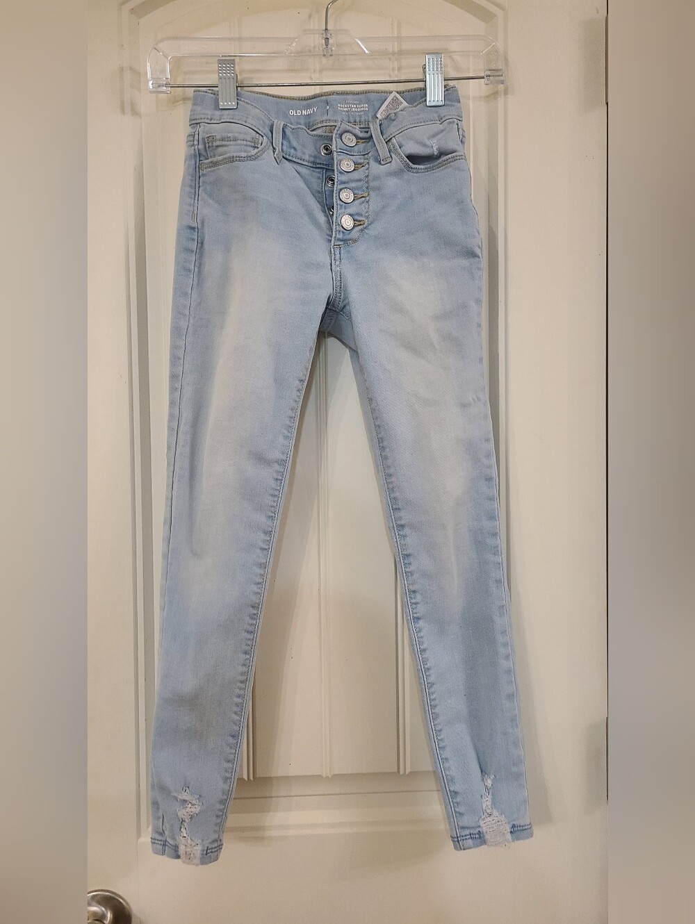 Old Navy Light Blue High-Rise Skinny Jeans with Button Fly Girls' Size 8